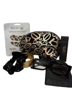 bebe Black and Gold Logo Cosmetic Pouch Set bundle